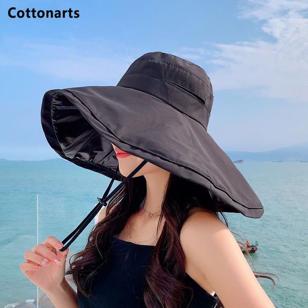 

wide brim hats vinyl inside big solid sun hat women anti-uv beach cap female breathable foldable sunscreen fisherman's lady bucket, Blue;gray