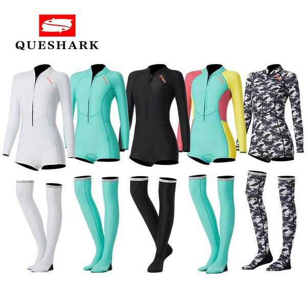 

1.5mm one-piece diving suit wet warm long-sleeved jellyfish swimsuit surfing snorkeling stockings set two-piece suits
