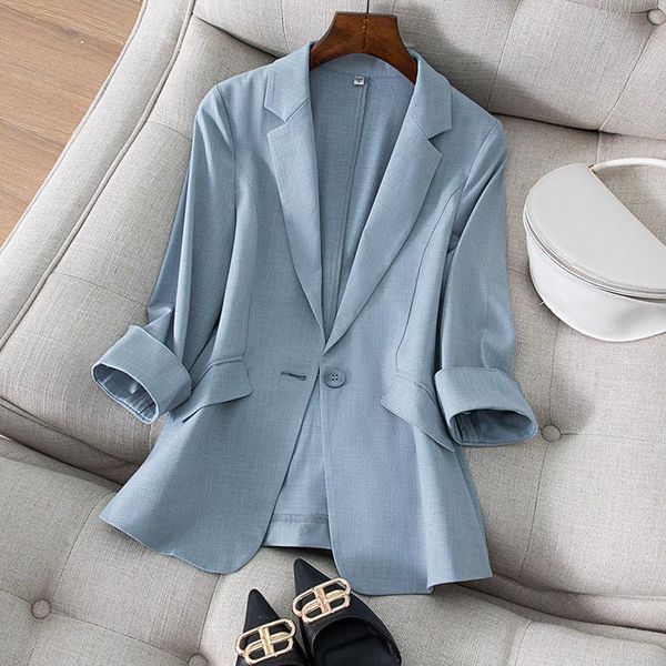 

women's suits & blazers women blazer spring seven-quarter sleeve jackets female coat slim work feminino outerwear plus size -4xl 42510, White;black