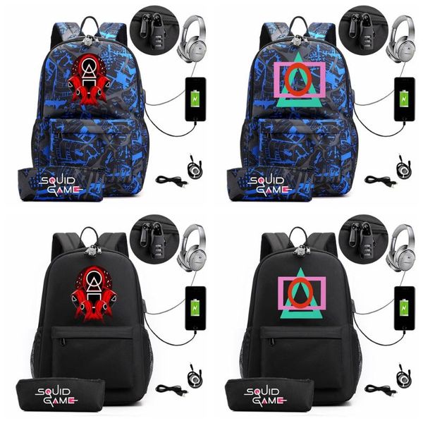 

backpack 2pcs squit game pencil case student school bag satchel shoulder work leisure fashion bags