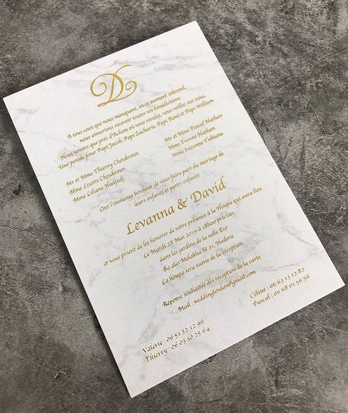 

greeting cards simple gold foil marble design flat wedding invitation