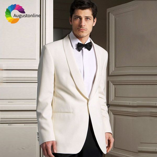 

men's suits & blazers ivory wedding men slim fit groom wear terno tuxedos 2 pieces (jacket+pants) groomsman prom costume homme bla, White;black
