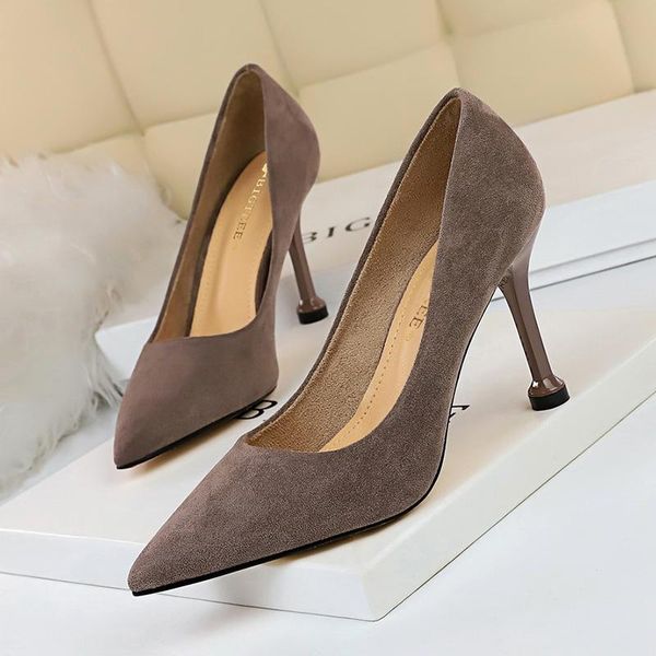 

dress shoes 2021 office lady high heels woman pointed toe basic pumps women boat plus size zapatos mujer, Black
