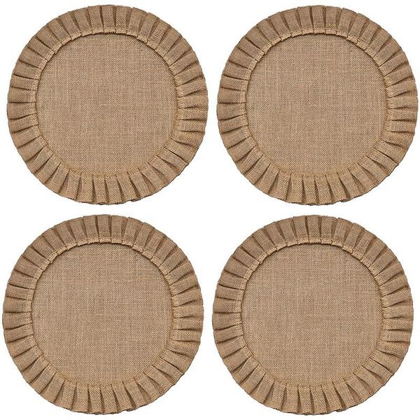 

mats & pads rustic farmhouse burlap round placemats set of 4, size in 15 inches diameter