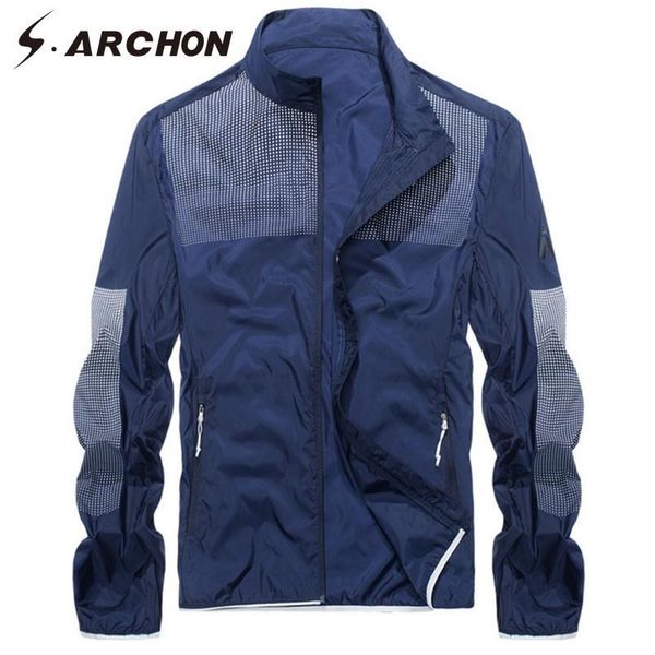 

men's jackets s.archon quick dry men summer lightweight solid jacket coat tactical skin casual sun-proof outwear clothing, Black;brown