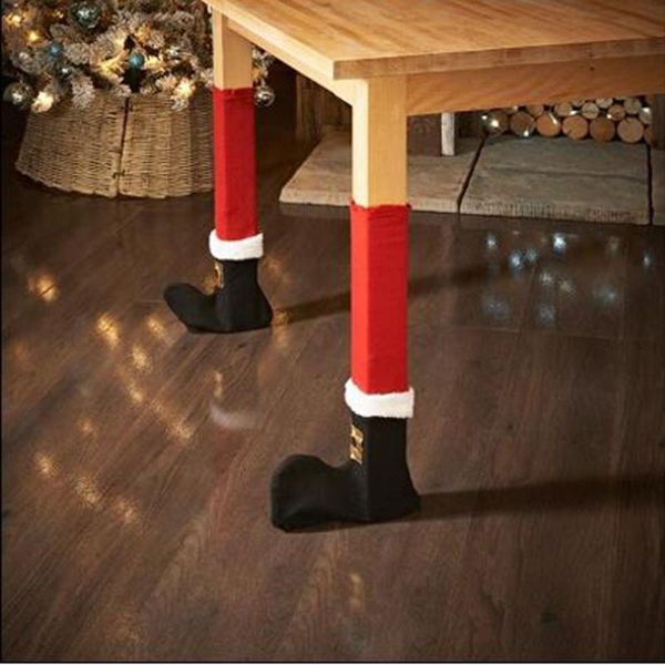

chair covers 4 pcs/set funny diy christmas restaurant table and leg feet socks shoes non-slip cases party decoation