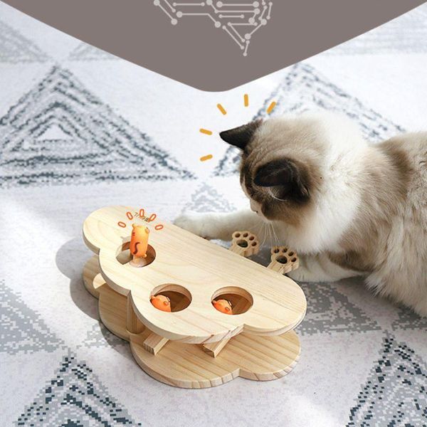 

solid wood cat puzzle toy interactive funny hunting hamster stick toys pet supplies