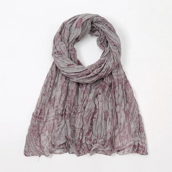

scarves design printed cashew pleated shawl viscose hijab long women muslim turban wrap head scarf 188*85cm, Blue;gray