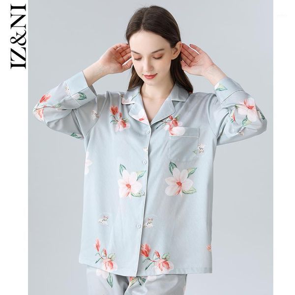 Sleepwear das Mulheres e Período de Outono a longa manga pijama de gelo seda chinesa vento brigitte tung flores 2 luxuosas terno de lazer