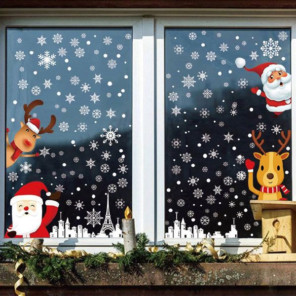 

wall stickers 8 sheet 244pcs double-sided 2021 christmas shopping mall nursery kid's room window glass decoration