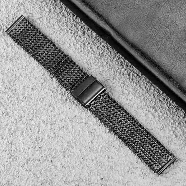 

watch bands black 20mm 22mm stainless steel wristwatch band casual superior bracelet durable hook clasp watches strap, Black;brown