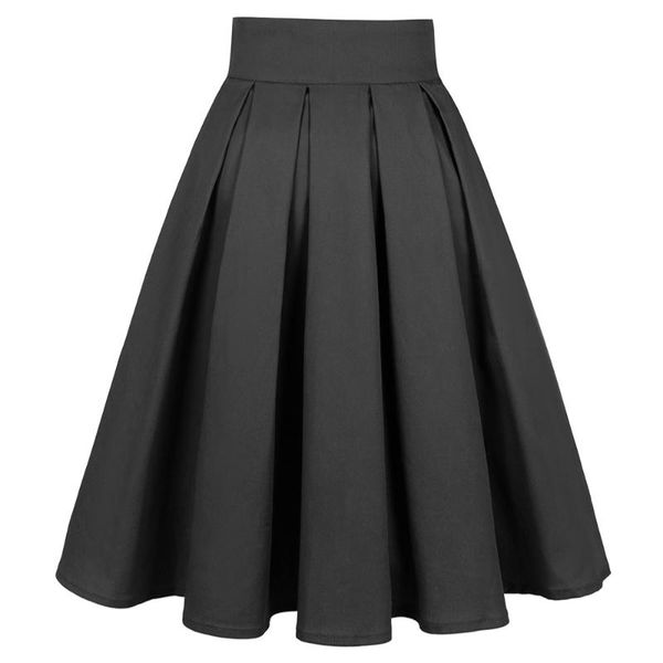 

skirts 2021 y2k clothes solid color cotton black casual skirt beach high waist 50s 60s retro vintage swing pleated skater plus size