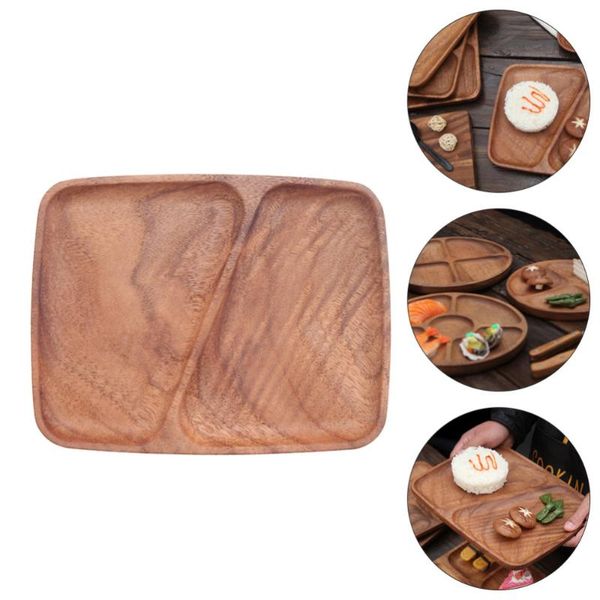 

dishes & plates 1 pc divided plate practical dining rectangular 2-grid