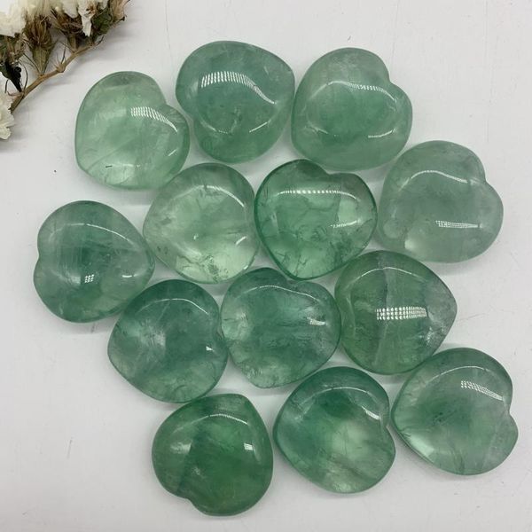 

natural green fluorite polished quartz crystal stone love heart shaped home decoration healing crystals decorative objects & figurines