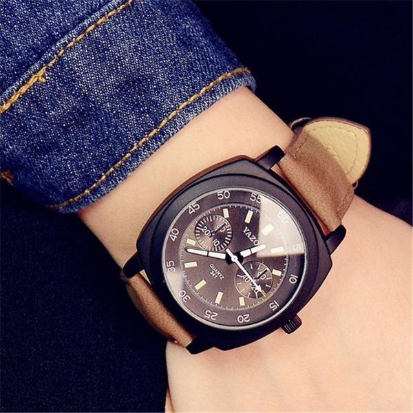 

wristwatches 2021 casual man watch leather band retro design watches brand quartz men's wristwatch relogio masculino male clock, Slivery;brown