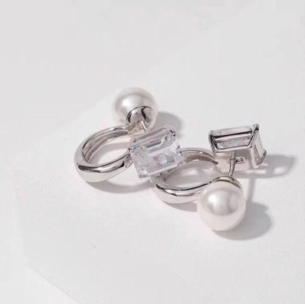 

manufacturers japan and south pearl zircon earrings wear creative earrings before and after. women's copper gold-plated, Silver
