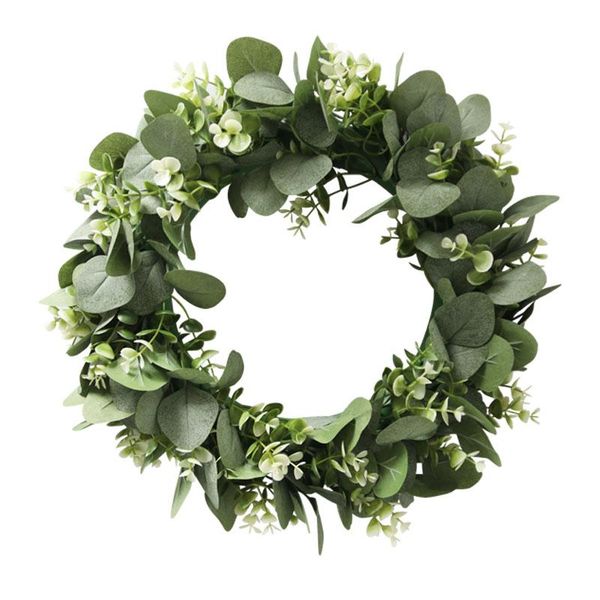 

decorative flowers & wreaths artificial green eucalyptus leaves wreath decor door hanging garland ornament simulation leaf for wall window