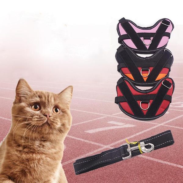 

cat collar harness and leash set nylon pet walk vest traction rope adjustable pets chest strap breathable puppy dog collars & leads