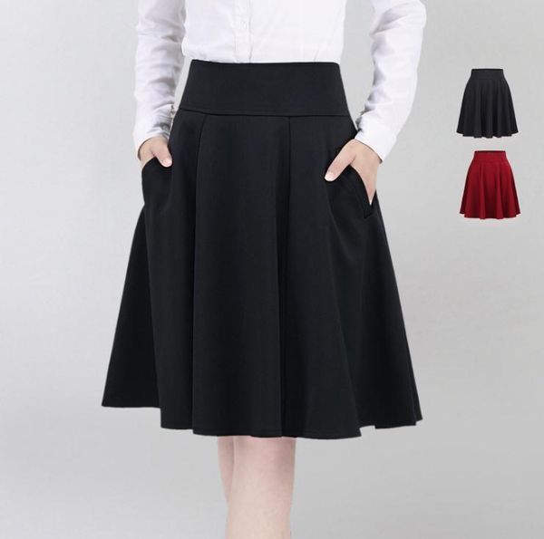 

skirts women 2021 spring and autumn solid color large size skirt was thin a, Black