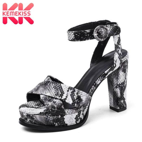 

kemekiss platform sandals super high heels summer women shoes snakeskin buckle thick heel size 34-41, Black