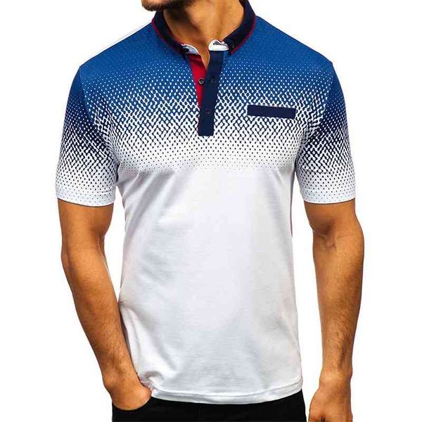 

aoliwen brand men the men printing polo gradient 95%cotton summer casual polo for men breathable fashion 210707, White;black