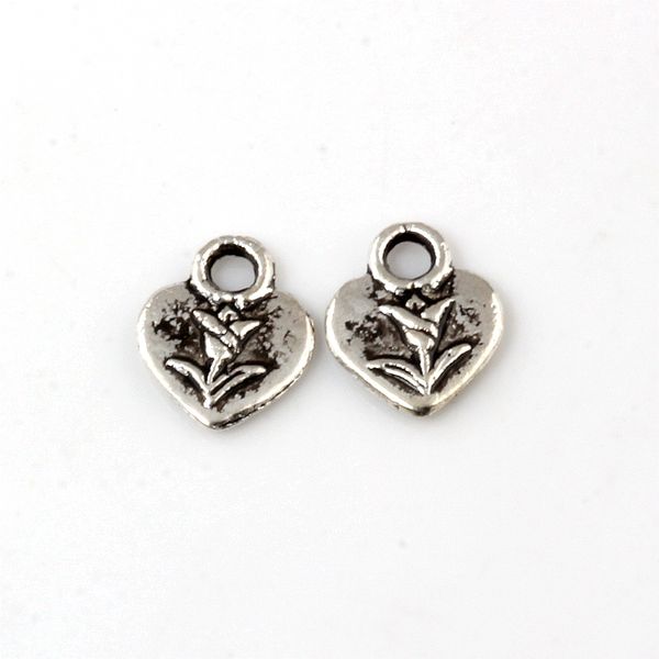 

300pcs antique silver alloy small heart charms pendants for jewelry making bracelet necklace diy accessories 9x11mm a-195, Bronze;silver