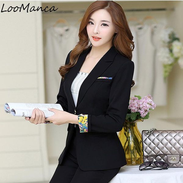 

women's suits & blazers 2021 fashion women and jackets long sleeve floral print female blaser coat femme plus size work wear feminin, White;black