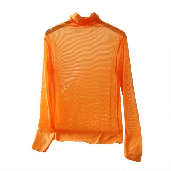 

women's blouses & shirts heliar cottons t-shirt women solid for long sleeve turtleneck transparent slim shirt blouse, White