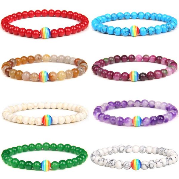 

beaded, strands rainbow beads charm bracelets women fashion elastic bangle natural 6 mm red jad stone pulsera vintage jewelry men claasic ar, Black