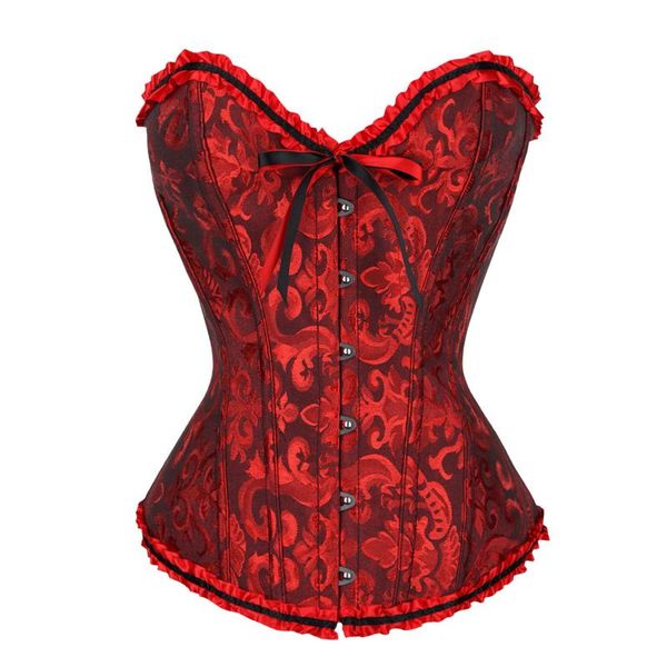 

bustiers & corsets overbust corset women erotic floral bustier lace satin lingerie cutting underbust belt waist trainer shaper, Black;white