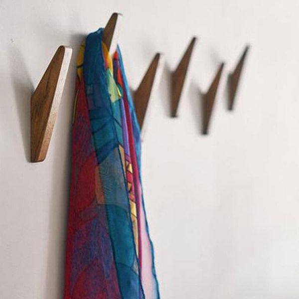 

natural wood clothes hanger wall mounted coat hook decorative key holder hat scarf handbag storage bathroom rack hooks & rails