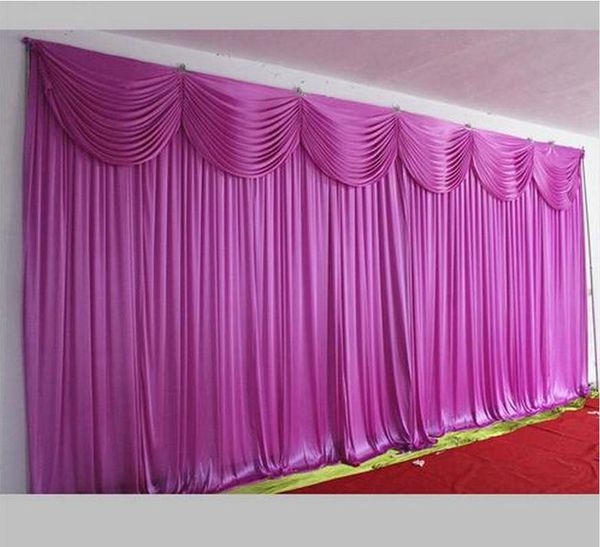 Decoração do partido cenários de casamento 20ft (W) x 10ft (h) gelo de seda de gelo elegante roxo cortina 3m * 6m para dhl