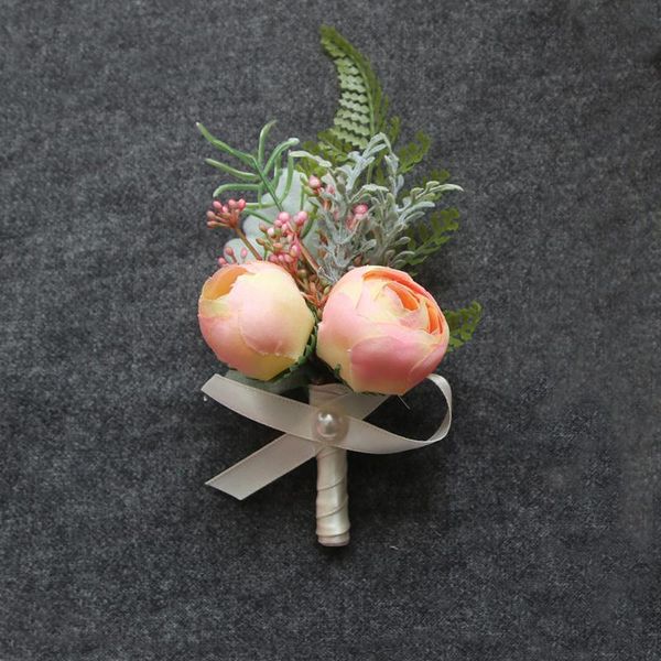 

piece wedding groom boutonniere groomsman corsage artificial flower prom party man brooch corages buttonhole suit accessories decorative flo