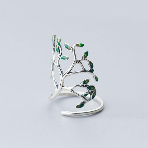 

cluster rings tree branch leaves open adjustable ring 925 sterling silver knuckle finger for women girls minimalist jewelry 2021 femme, Golden;silver