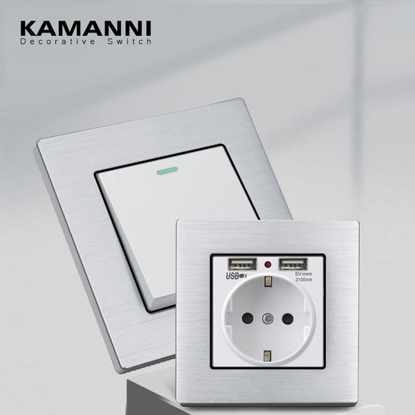 

smart home control kamanni silver 2way with indicator lightes wall switch power light luxury push button switches aluminum alloy surface