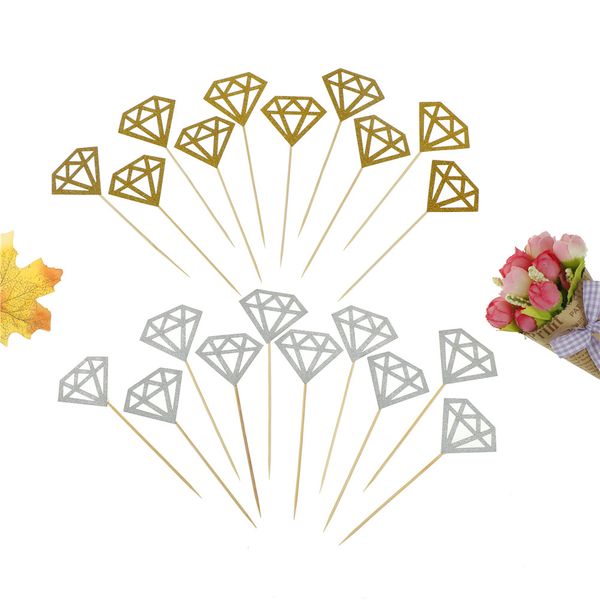 2021 10 Pz/borsa Wedding Cake Topper Decor Glitter Oro Corona di Diamanti Cupcake Toppers Cerimonia di Nozze Festa di Compleanno Fornitori di Beni