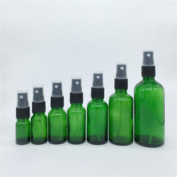 

green glass empty perfume spray bottle 5ml 10ml 15ml 20ml 30ml 50ml 100ml fine mist atomizer refillable bottles vial 100pcs/lot storage & ja
