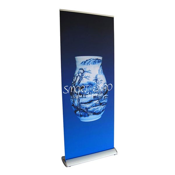 Espositore pubblicitario 100 * 200 cm Stand per striscioni retrattili da pavimento Premium Roll Up Tradeshow con grafica stampata