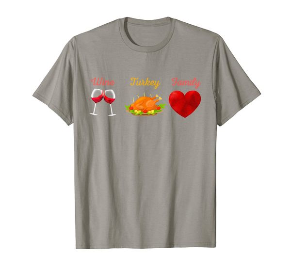 

Wine Turkey Family Cool Funny Thanksgiving Gift Men Women T-Shirt, Mainly pictures
