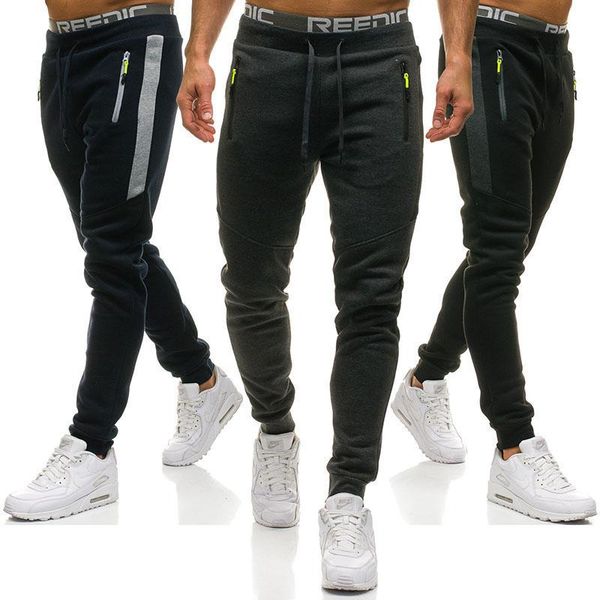 

men's pants sweatpants fashion casual pocket personalized zipper design, Black