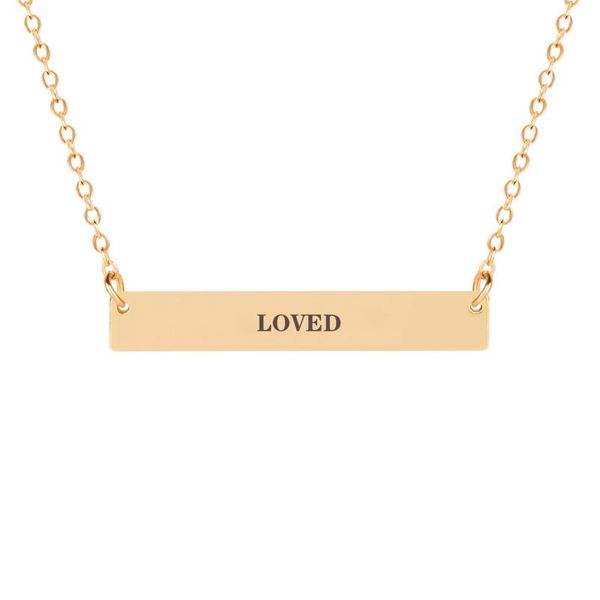 

pendant necklaces loved engraved inspirational quote jewelry horizontal bar clavicle necklace women fashion charm chain, Silver