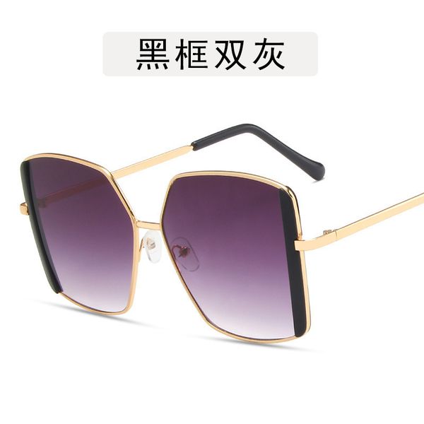

2021 new fashion personalized sunglasses women's ins large men frame square oversize metal trend sunglasses uv400 wholesale wholesale, White;black