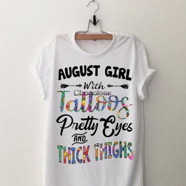 

men's t-shirts august girl with tatoos pretty eyes and thick thighs shirt, White;black