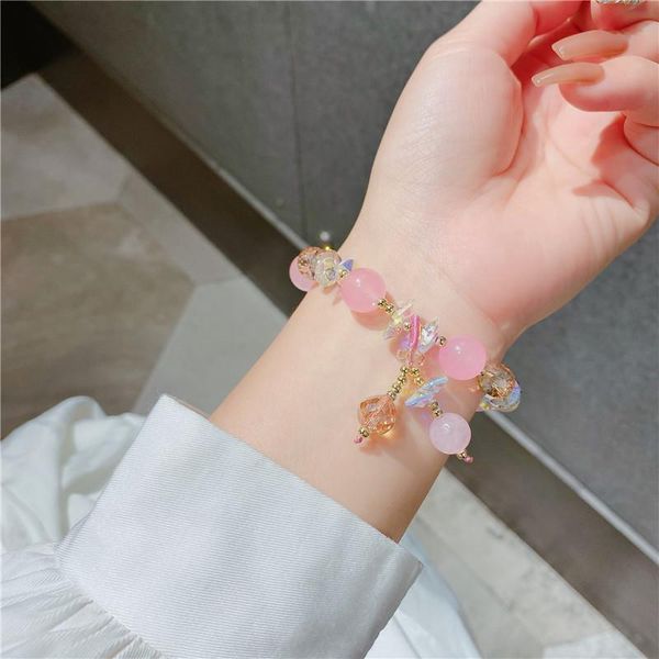 

charm bracelets crystal beaded bracelet mashan jade lady's colored shiny pendant party bangle gift for birthday wristlet, Golden;silver