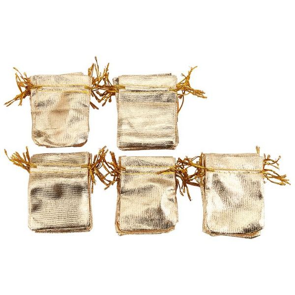 

gift wrap 50pcs/lot gold foil organza bag candy bags wedding party favor pouch christmas decoration packaging 7x9cm