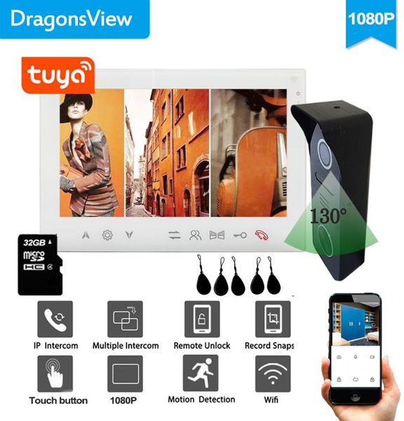 

video door phones dragonsview wireless ip phone intercom wifi 1080p 960p doorbell camera access remote contrrol 7 inch smart tuya