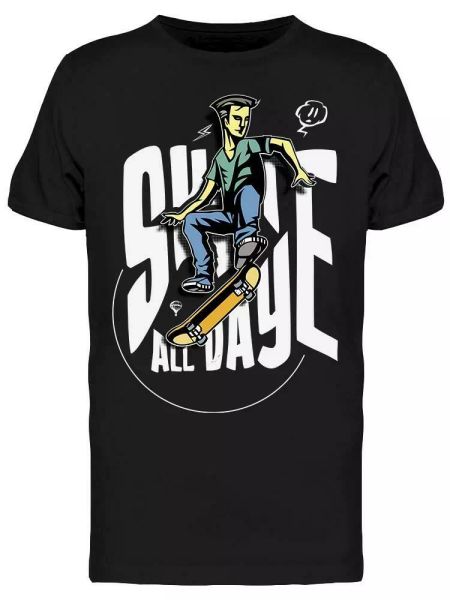 

young skater with skateboard tee men's -image by shutterstock, White;black