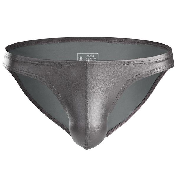 

underpants men briefs underwear low waist imitation leather male cueca masculina bulge pouch panties, Black;white