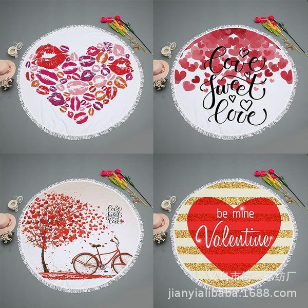 

beach towel round mat digital printing pattern tassel fashionable 150*150cm microfiber tapestry bath swimming blanket cover-ups