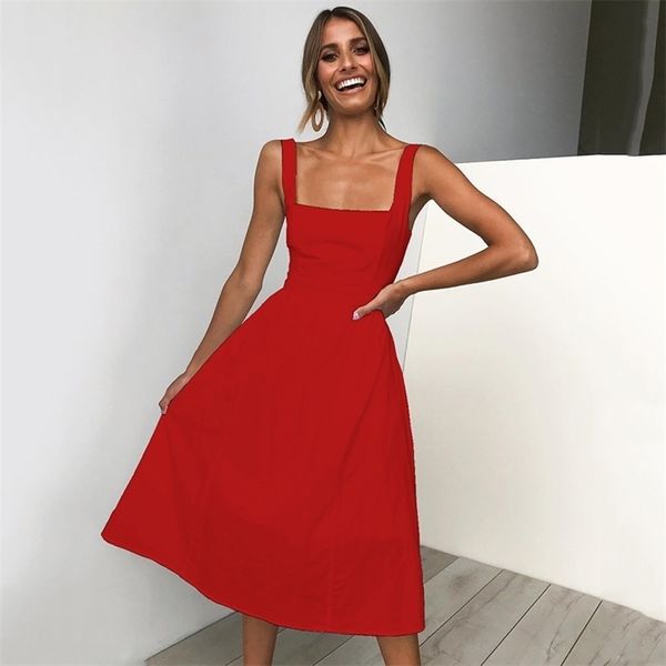 

lossky casual solid dress women midi long summer backless slip dresses ruched fashion elegant party clothes leisure 2021, Black;gray